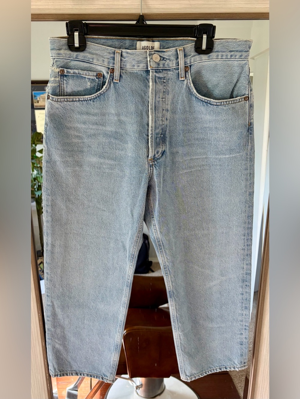 AGOLDE 90'S CROP MID RISE STRAIGHT IN DISTRACTION size 29 P BUTTON FLY